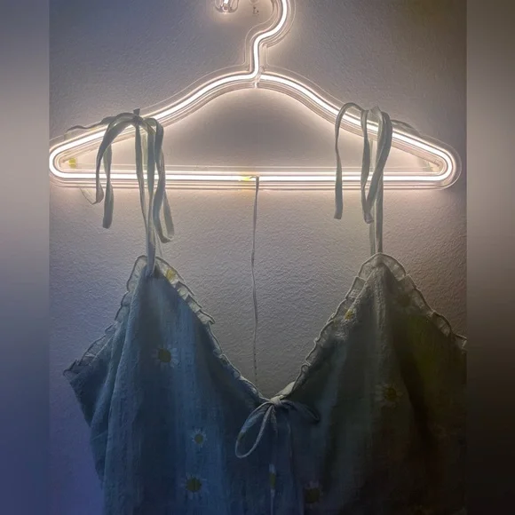 New Forever 21 Green Floral Tiered Daisy Sundress Mini V Neck Summer Cottagecore - Picture 5 of 10